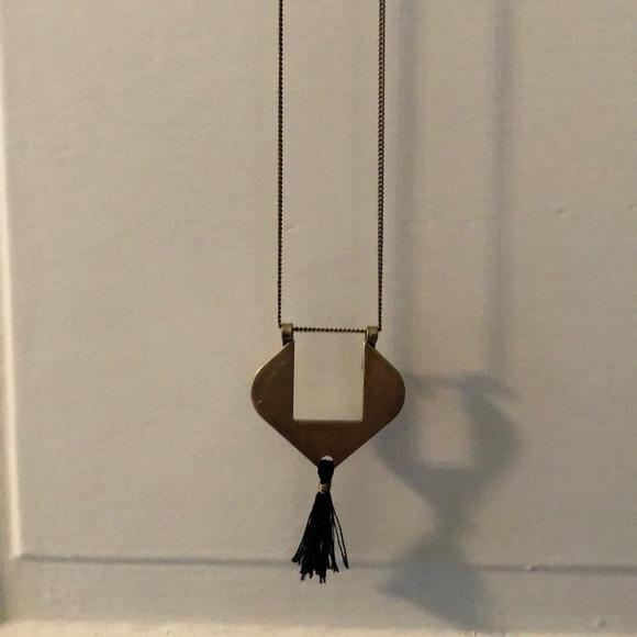 Necklace. Black tassel. Brass. - Picture 1 of 5